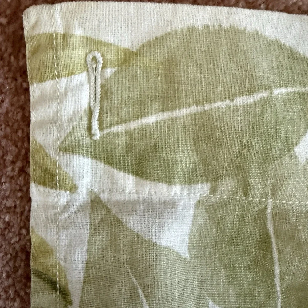 Pottery Barn Shower Curtain Green Botanical Palm Leaf Linen Blend Shower Curtain